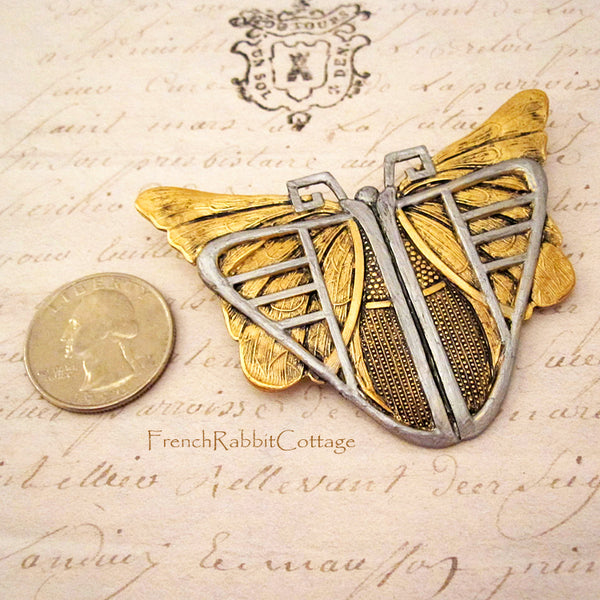 Art Deco Style Butterfly Moth Brooch Pin