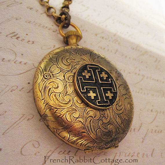 Jerusalem Cross Locket Necklace