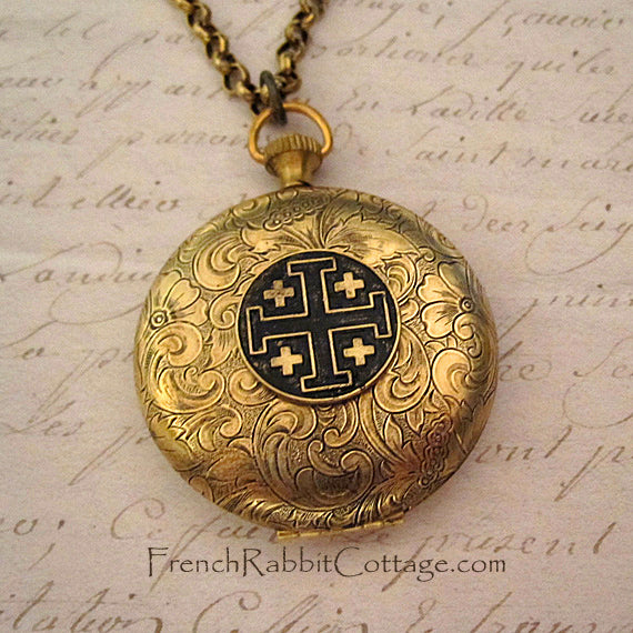 Jerusalem Cross Locket Necklace